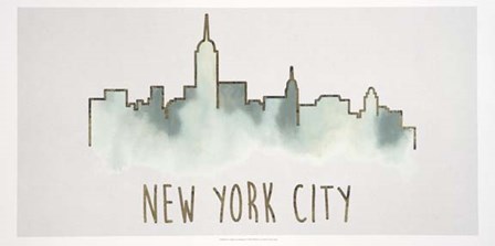 Goldleaf City Silhouette V - Metallic Foil by Grace Popp art print