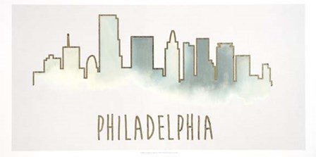 Goldleaf City Silhouette VI - Metallic Foil by Grace Popp art print