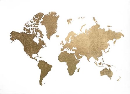 Large Gold Foil World Map - Metallic Foil by Jennifer Goldberger art print