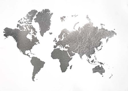 Large Silver Foil World Map - Metallic Foil by Jennifer Goldberger art print
