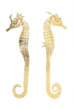 Gold Foil Seahorses - Metallic Foil by Vision Studio art print