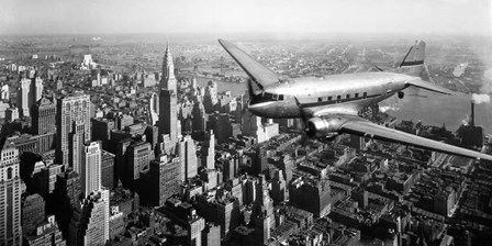 DC-4 over Manhattan, NYC art print