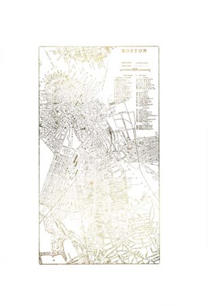 Gold Foil City Map Boston- Metallic Foil by Vision Studio art print