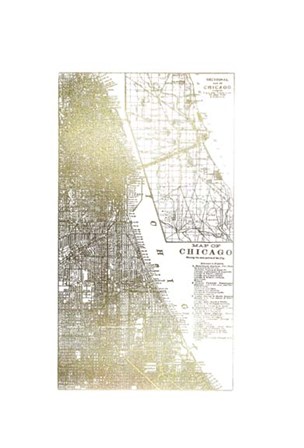Gold Foil City Map Chicago- Metallic Foil by Vision Studio art print
