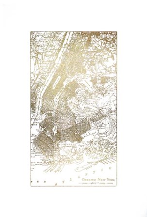 Gold Foil City Map New York- Metallic Foil by Vision Studio art print