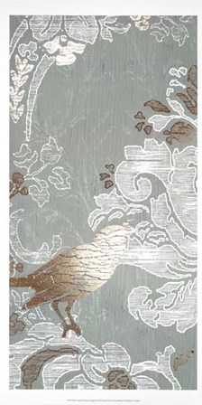 Gilded Damask Songbird I - Metallic Foil by June Erica Vess art print