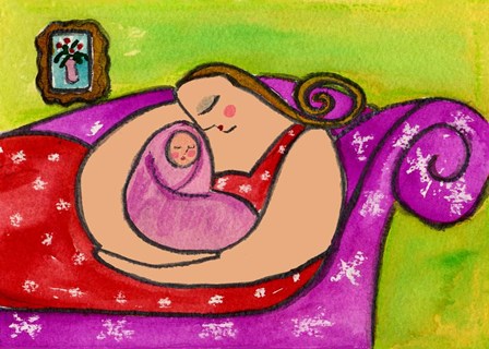 Big Diva Asleep With Baby by Wyanne art print