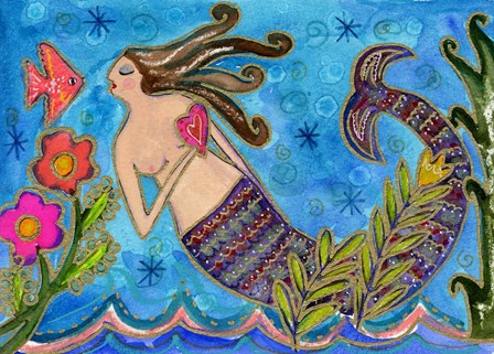 Big Diva Mermaid With Heart by Wyanne art print