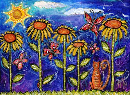 Sundown Sunflowers by Wyanne art print