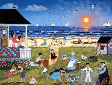 Red Sails at Sunset by Sheila Lee art print