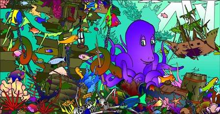 Underwater Octopus by Howie Green art print