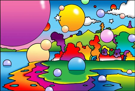 Bubbles Landscape by Howie Green art print