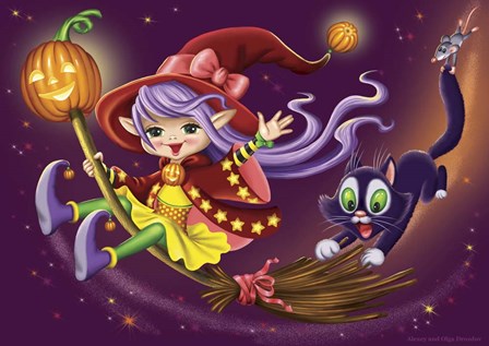Witch with a Cat by Olga and Alexey Drozdov art print
