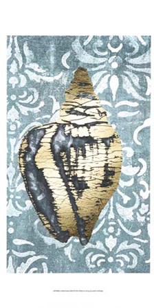 Gilded Solitary Shell II - Metallic Foil by Jennifer Goldberger art print