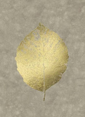 Gold Foil Leaf III on Lichen Wash by Jennifer Goldberger art print