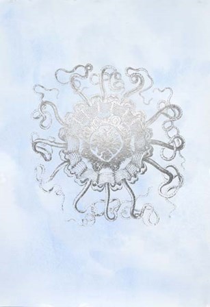 Silver Foil Ocean Gems II on Blue Wash by Vision Studio art print
