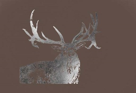 Silver Foil Elk on Bitter Chocolate by Naomi McCavitt art print