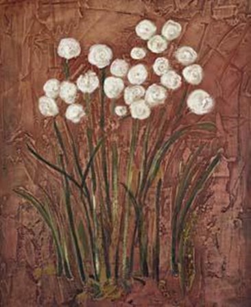 White Flowers on Red I by C. Hartman art print