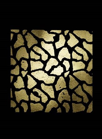 Gold Foil Giraffe Pattern on Black by Vision Studio art print