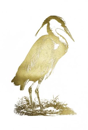Gold Foil Heron I by John Selby art print