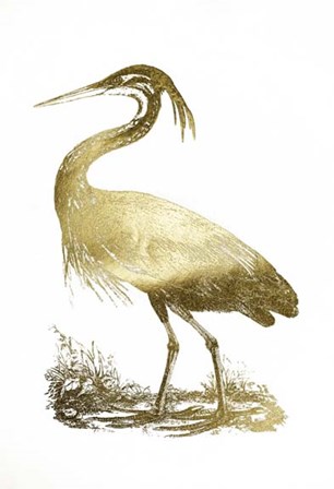 Gold Foil Heron II by John Selby art print
