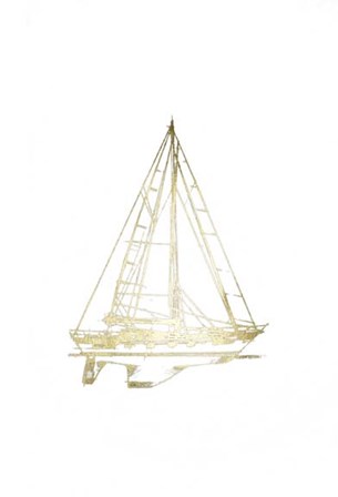 Gold Foil Yacht Sketches II by Ethan Harper art print