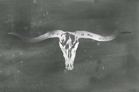 Silver Foil Longhorn on Black Wash by Ethan Harper art print