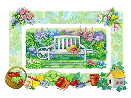 Wheelbarrow Seat by Geraldine Aikman art print