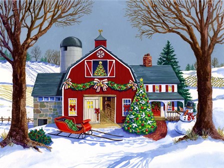 The Red Sleigh Barn by Geraldine Aikman art print