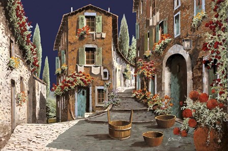 Due Strade al Mattino by Guido Borelli art print