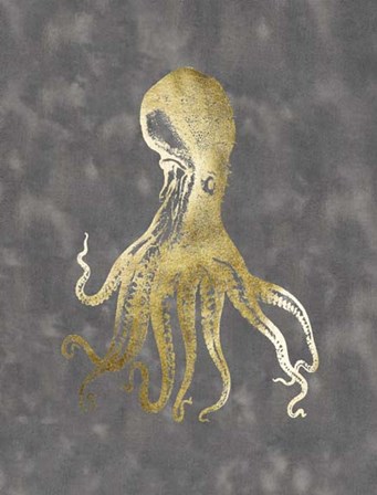 Gold Foil Octopus I by Jennifer Goldberger art print