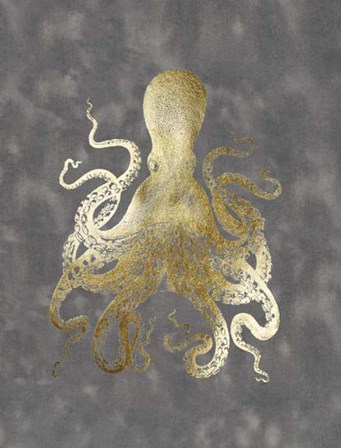 Gold Foil Octopus II by Jennifer Goldberger art print