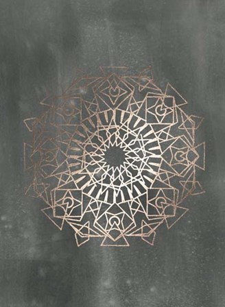 Rose Gold Foil Mandala I on Black Wash by Chariklia Zarris art print