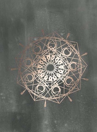 Rose Gold Foil Mandala II on Black Wash by Chariklia Zarris art print