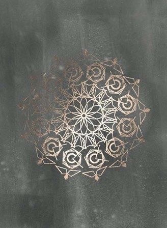 Rose Gold Foil Mandala III on Black Wash by Chariklia Zarris art print