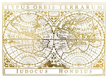 UA CH Gold Foil Vintage Map by Vision Studio art print