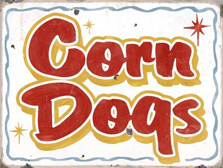 Corn Dogs Distressed by RetroPlanet art print