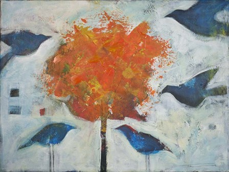 Five Birds And Maple by Tim Nyberg art print