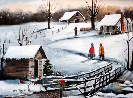 Old Springhouse at Christmas by Arie Reinhardt Taylor art print
