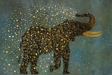 Gold Spraying Elephant by Cora Niele art print
