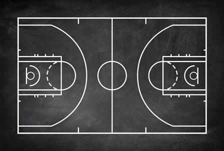Basketball Court Chalkboard Background by Sports Mania art print