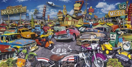 Bikes &amp; Cars by John Roy art print