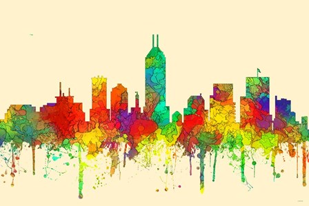 Indiana Indianapolis Skyline-SG by Marlene Watson art print