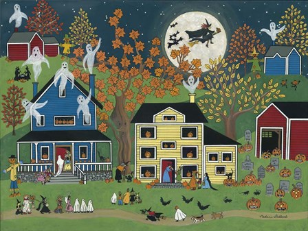 Halloween on Maple Street by Medana Gabbard art print