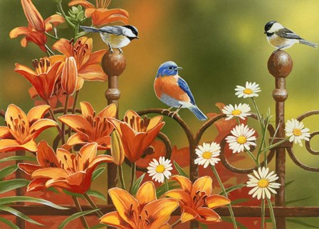 Rusty Fence and Lilies by William Vanderdasson art print