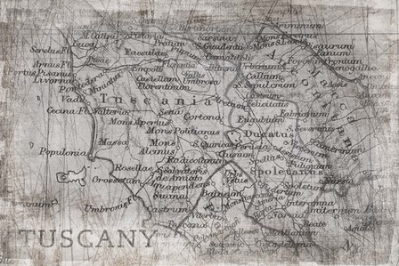 Tuscany Map White by PI Galerie art print