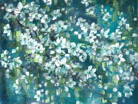 Teal Blossoms Landscape by Tre Sorelle Studios art print