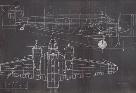 Plane Blueprint I No Words Post by Marco Fabiano art print
