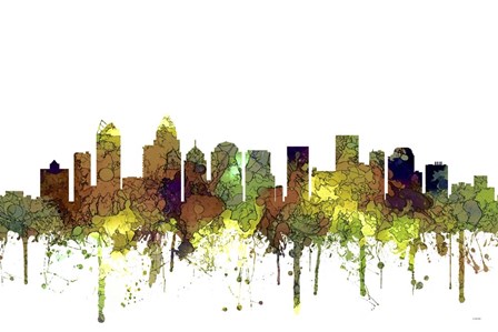 Charlotte Nc Skyline - Safari Buff by Marlene Watson art print