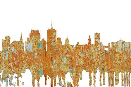Quebec City QueSkyline - Rust by Marlene Watson art print